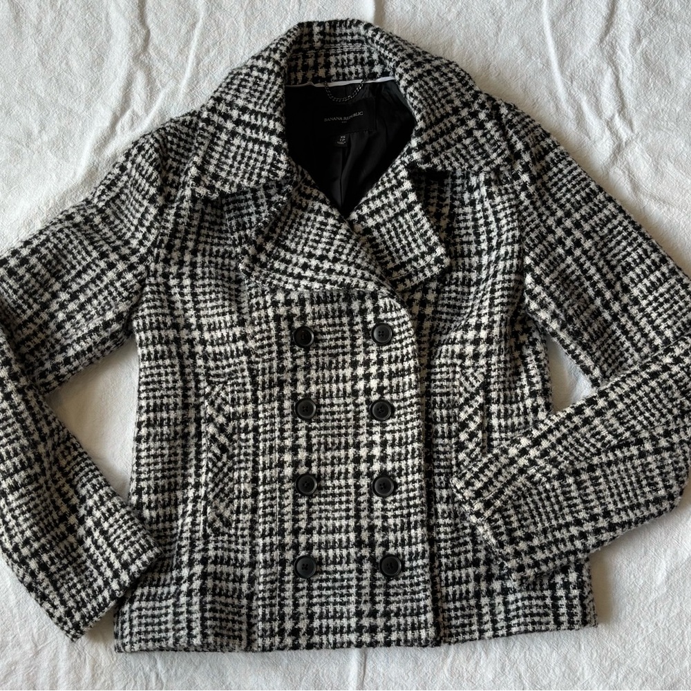 Banana Republic Black and White Pea Coat